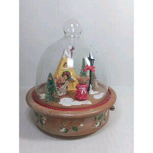 Vintage Enesco Christmas Mice Cheese Cloche Musical Animated EXTREMELY RARE